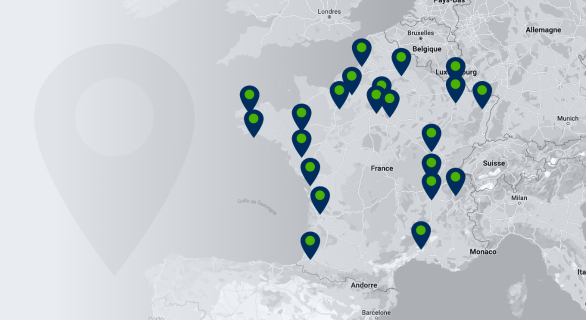 Carte de la France avec les implantations du groupe PLG