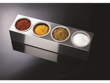 BOÎTE DE RANGEMENT MATFER INOX AVEC 4 BOLS POUR ASSAISONNEMENTS