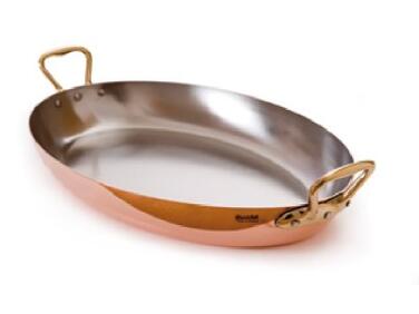 PLAT OVALE AVEC ANSES EN BRONZE MATFER 350MM - CUISSON