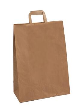 SAC CABAS PAPIER KRAFT BRUN POIGNEE PLATE 320+150X430M C/250