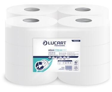 PAPIER TOILETTE MINI JUMBO 150M AQUASTREAM BLANC 2PLIS X12