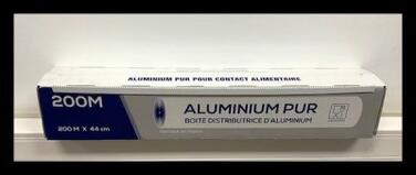 ALUMINIUM ROULEAU 200X0,44M 10µ BOITE DISTRIBUTRICE