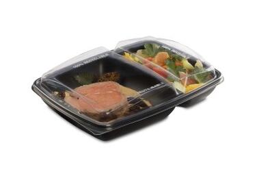 BOITE TA PP NOIR AVEC COUVERCLE 950CC 2 COMPARTIMENTS C/6X30