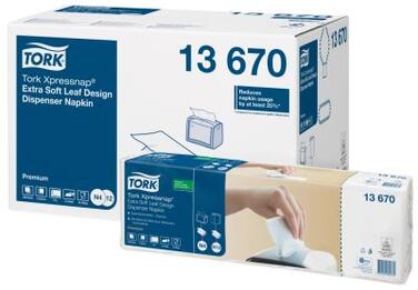 SERVIETTES XPRESSNAP TORK N4 21.3X33CM 2 PLIS NOIR DÉCOR FEUILLE C/8X500