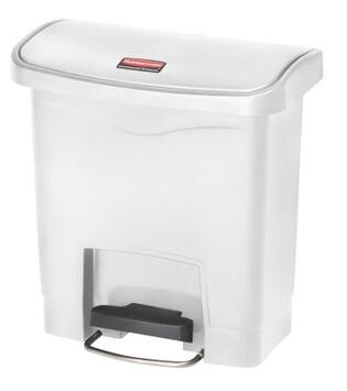 COLLECTEUR SLIM STEP-ON 15L PEDALE MODELE LARGE RESINE BLANC