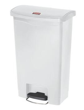 COLLECTEUR SLIM STEP-ON 50L PEDALE MODELE LARGE RESINE BLANC