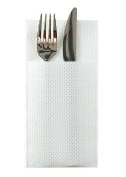 POCHETTE COUVERT EN SERVIETTE CELISOFT 40X40CM BLANC C/10X50