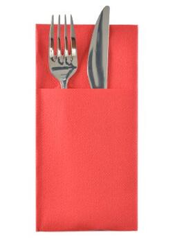 POCHETTE COUVERT EN SERVIETTE CELISOFT 40X40CM ROUGE C/10X50