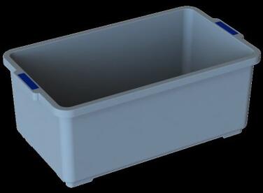 SEAU RECTANGULAIRE 18L GRIS AVEC ANSE BLEUE POUR CHARIOT KUBI PRO