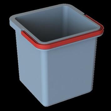 SEAU CARRÉ GRIS 6L AVEC ANSE ROUGE POUR CHARIOT KUBI PRO