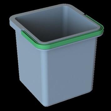 SEAU CARRÉ GRIS 6L AVEC ANSE VERTE POUR CHARIOT KUBI PRO