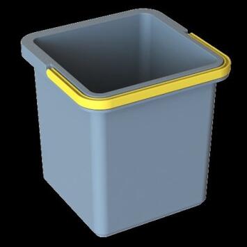 SEAU 6L CARRÉ GRIS AVEC ANSE JAUNE PROFESSIONNEL KUBI PRO