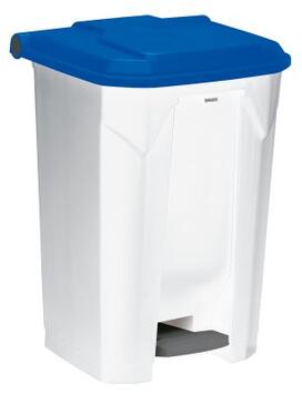 POUBELLE A PEDALE UTILO 80L BLANC COUVERCLE BLEU