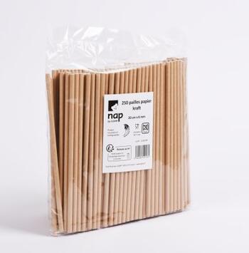250 PAILLES PAPIER KRAFT 20CM X 6MM, ÉCOLOGIQUES