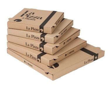 BOITE PIZZA CARTON BRUN DECOR 1 COULEUR 26X26X3,5CM PQT X100