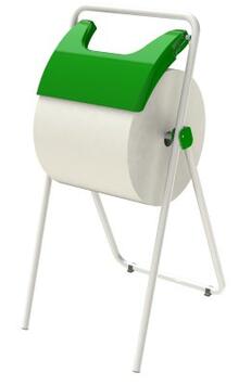 DEROULEUR S/PIED POUR BOBINE D'ESSUYAGE BLANC AVEC COUVERCLE