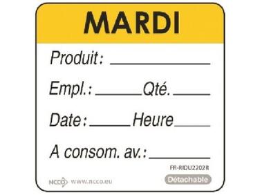 ETIQUETTES JAUNE MARDI MATFER - 500 PCS - TRAÇABILITÉ