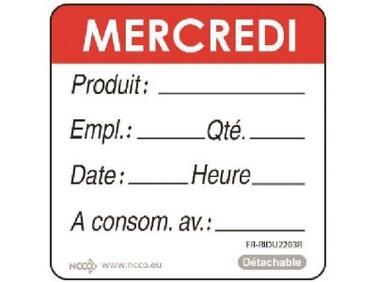ÉTIQUETTE ROUGE MERCREDI MATFER - ROULEAU DE 500