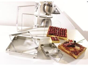 MOULE CARRÉ À TARTE INOX MATFER 90MM H20, LOT DE 4