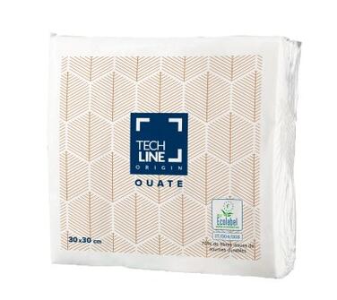 SERV 30X30 OUATE TECHLINE 2PLIS PLIAGE 4 BLANC C/40X100