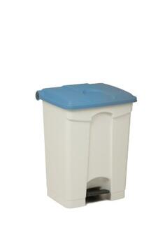 CONTAINER A PEDALE 45L TECHLINE BLANC AVEC COUVERCLE BLEU