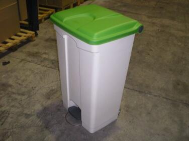 CONTAINER A PEDALE 2 ROUES 90L TECHLINE BLC COUVERCLE VERT