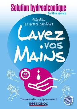 LOT DE 10 AFFICHETTES ADHÉSIVES "LAVEZ VOS MAINS" ROSSIGNOL 210X297MM