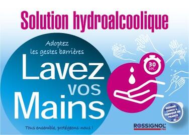 LOT DE 10 AFFICHETTES ADHÉSIVES ROSSIGNOL 120X84MM "LAVEZ VOS MAINS"