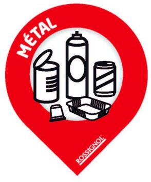 LOT DE 10 STICKERS SIGNALISATION MÉTAL ROUGE TRI COLLEC