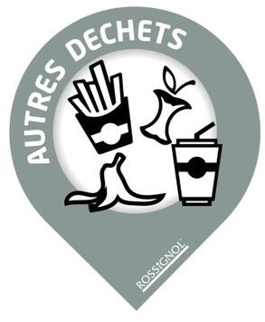 LOT DE 50 STICKERS TRI DÉCHETS, ADHÉSIF VINYLE, GRIS CLAIR