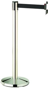 LOT DE 2 BARRIÈRES DE DÉLIMITATION PACEO EN INOX SUR SOCLE AVEC SANGLE NOIRE RÉTRACTABLE 3M