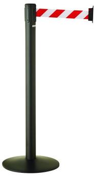 BARRIÈRES SUR SOCLE AVEC SANGLE RÉTRACTABLE 3M GRIS - LOT DE 2