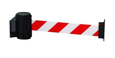 BARRIÈRE MURALE GRISE AVEC SANGLE RÉTRACTABLE 3M - ACIER POUDRÉ