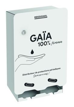 DISTRIBUTEUR HYGIÉNIQUE GAIA 2 COMPARTIMENTS BLANC ACIER ANTI-UV