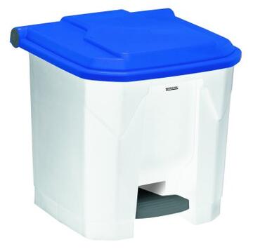 POUBELLE À PÉDALE UTILO 30L BLANC/BLEU EN POLYPROPYLÈNE