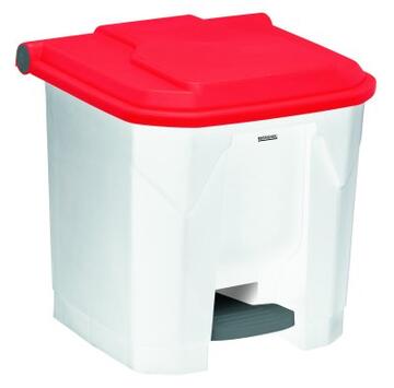 POUBELLE À PÉDALE UTILE 30L BLANC/ROUGE - POLYPROPYLÈNE
