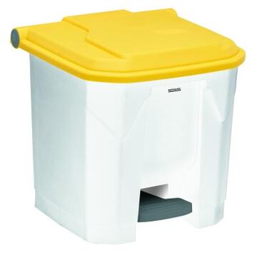 POUBELLE À PÉDALE UTILE 30L BLANC/JAUNE - POLYPROPYLÈNE