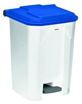 POUBELLE À PÉDALE UTILO 50L - POLYPROPYLÈNE BLANC/BLEU