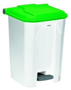 POUBELLE À PÉDALE UTILO 50L - POLYPROPYLÈNE BLANC/VERT