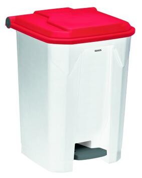 POUBELLE À PÉDALE UTILO 50L BLANC/ROUGE - POLYPROPYLÈNE