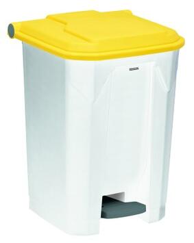 POUBELLE À PÉDALE UTILE 50L BLANC/JAUNE EN POLYPROPYLÈNE