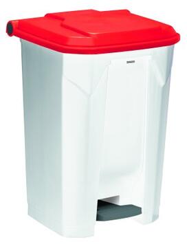 POUBELLE À PÉDALE UTILE 80L BLANC/ROUGE - POLYPROPYLÈNE