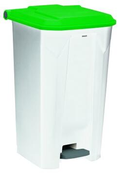 POUBELLE À PÉDALE UTILO 100L BLANC/VERT EN POLYPROPYLÈNE