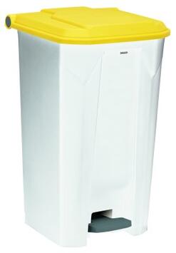 POUBELLE À PÉDALE UTILO 100L BLANC/JAUNE - POLYPROPYLÈNE