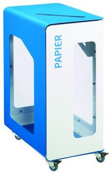 BORNE DE TRI SÉLECTIF 90L AVEC ROULETTES - BLANC ET BLEU