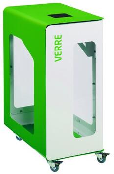 STATION DE TRI 90L EN ACIER ANTI-UV BLANC ET VERT AVEC ROULETTES