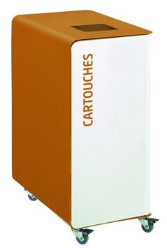 BORNE DE TRI 90L ANTI-UV AVEC ROULETTES BLANC ET MARRON