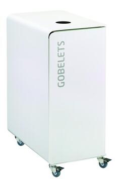 BORNE DE TRI SÉLECTIF 90L ACIER ANTI-UV AVEC ROULETTES ET SERRURE - BLANC