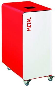 STATION DE TRI 90L EN ACIER ANTI-UV AVEC ROULETTES BLANC ET ROUGE