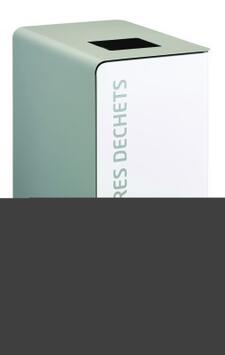BORNE DE TRI SÉLECTIF 90L ACIER ANTI-UV BLANC ET GRIS AVEC ROULETTES